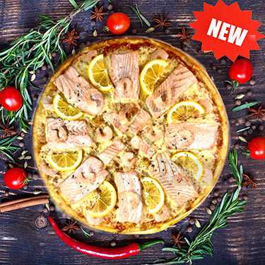 Пицца с Лососем и Креветками Pizza Moscow